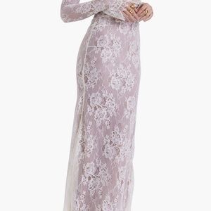 Fashion Nova White Lace Maxi Dress